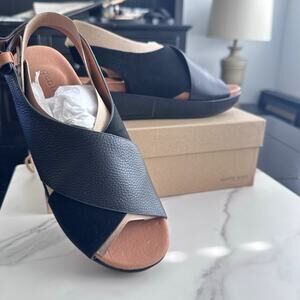 Gentle Souls Women's Lori Leather Slingback Sandals Black Size 8.5 $165